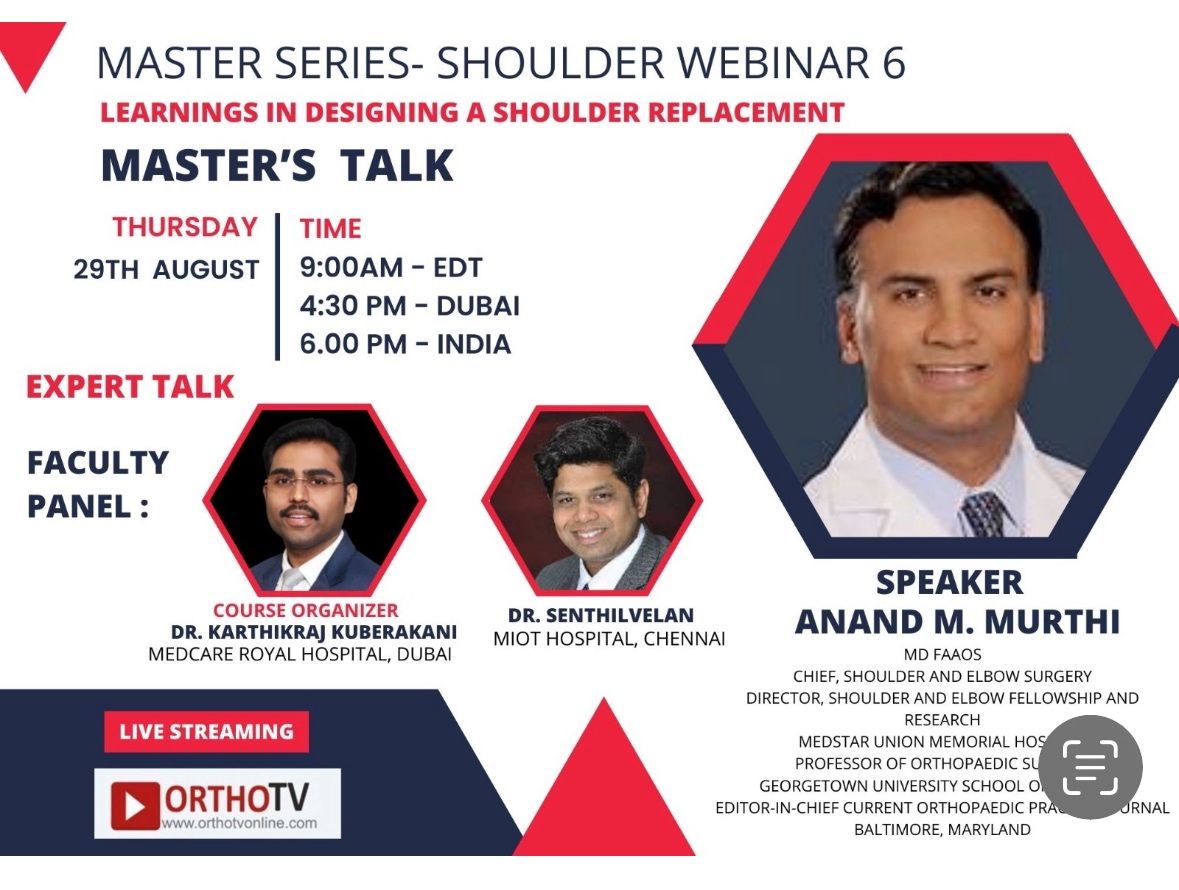 Shoulder Replacement Design Webinar with Dr Anand Murthi